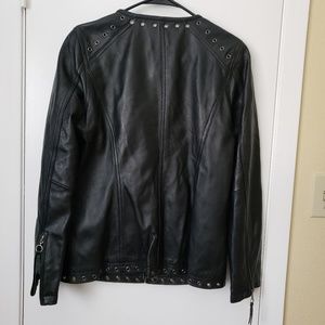 black leather jacket